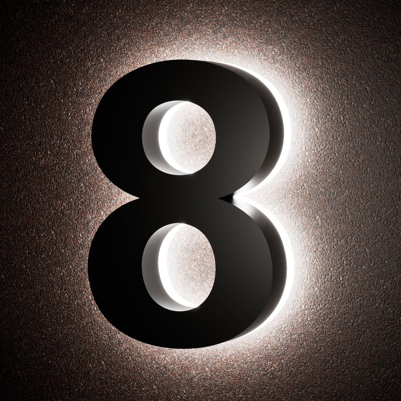LLtronation 6 Inch Backlit House Numbers for Outside  Stainless Steel  LED Illuminated Home Address Number  Modern Lighted Address Signs for Houses  Restaurant  Waterproof - Image 1